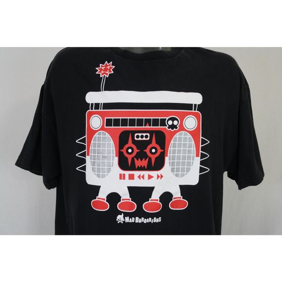 Vintage Y2K Kid Robot Mad Barbarians Faded Black T-Shirt Mens XXL - Picture 2 of 5